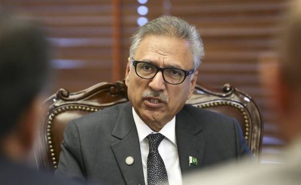 ISTANBUL, TURKEY - OCTOBER 29: Pakistan's President Arif Alvi speaks during an exclusive interview in Istanbul, Turkey on October 29, 2018. (Photo by Serhat Cagdas/Anadolu Agency/Getty Images)