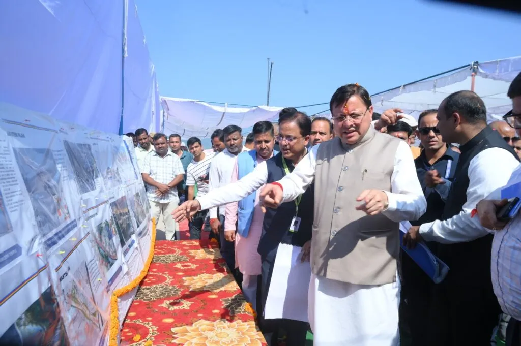 Dev Bhoomi Samiksha शारदा कॉरिडोर परियोजना के प्रथम चरण का शुभारंभ करते सीएम धामी। -